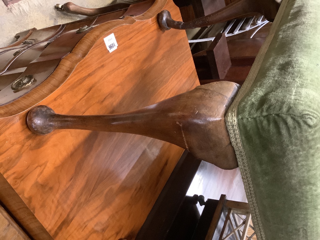 A mahogany stool with upholstered seat